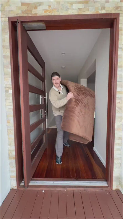 man talks about his new mat and plays on it.