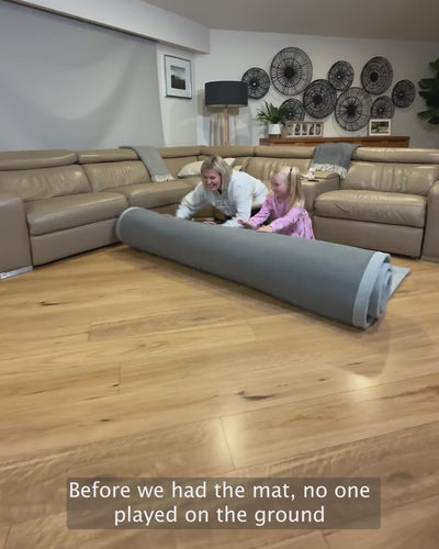 kids and family enjoy their new mat, installing it together